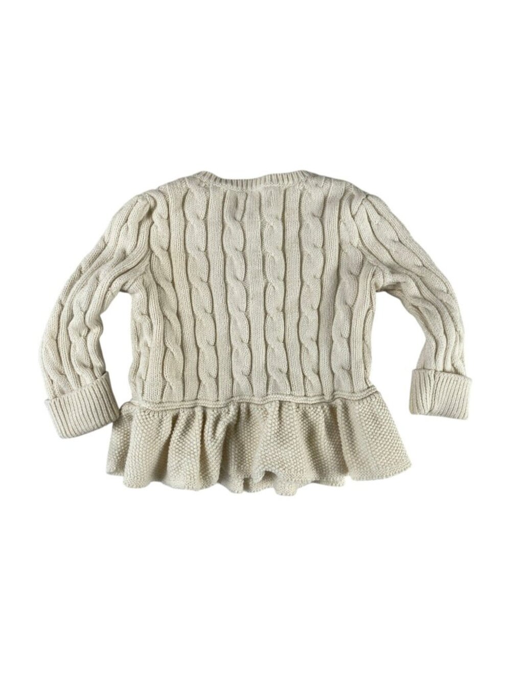 Polo Ralph Lauren Baby Cream Cable-Knit Peplum Cardigan Sweater 9M 100% Cotton - Picture 2 of 4